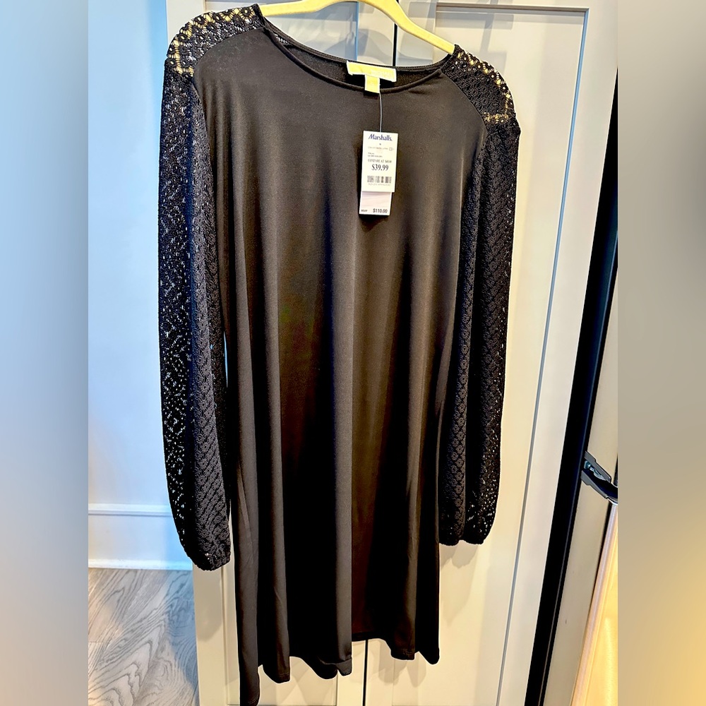 Michael Kors Lace Sleeve Black Dress XL